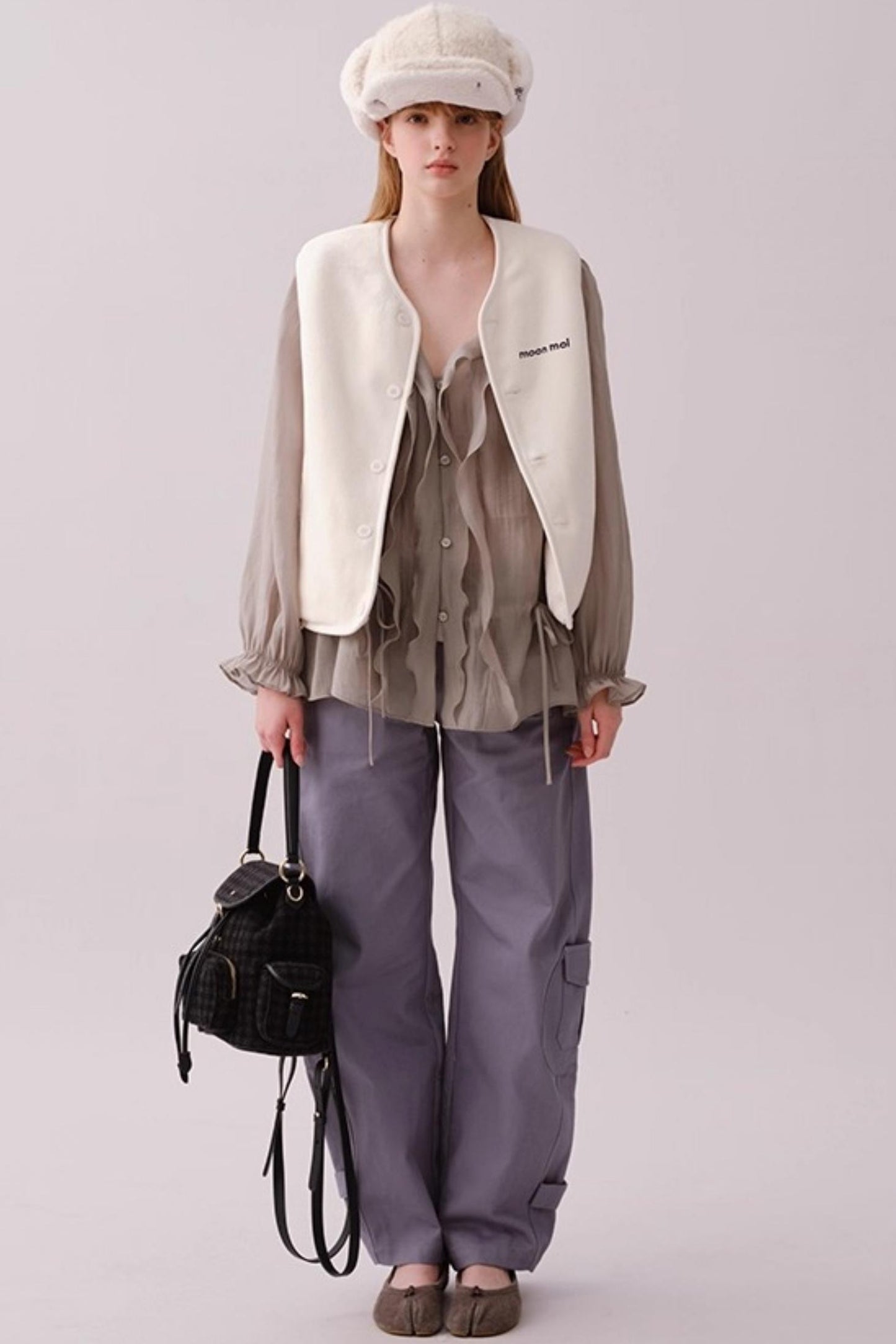 Lyocell Ruffled V-Neck Shirt