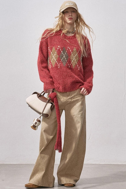 Floral Diamond Knit Sweater