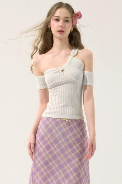 Slim-Fit Halter Off-Shoulder Top