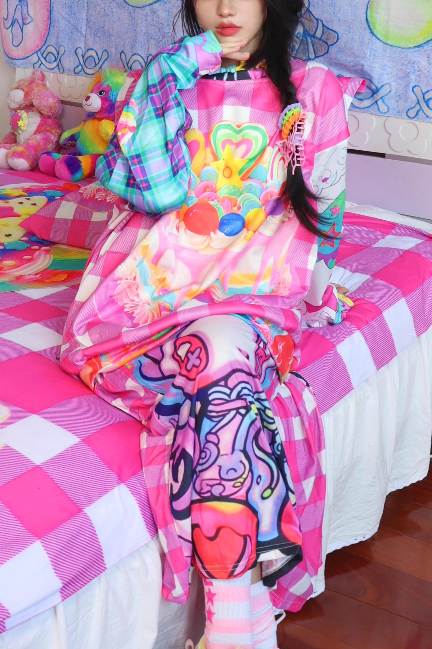 Y2K Plaid Sweatshirt Top