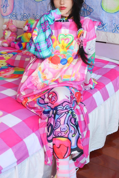 Y2K Plaid Sweatshirt Top