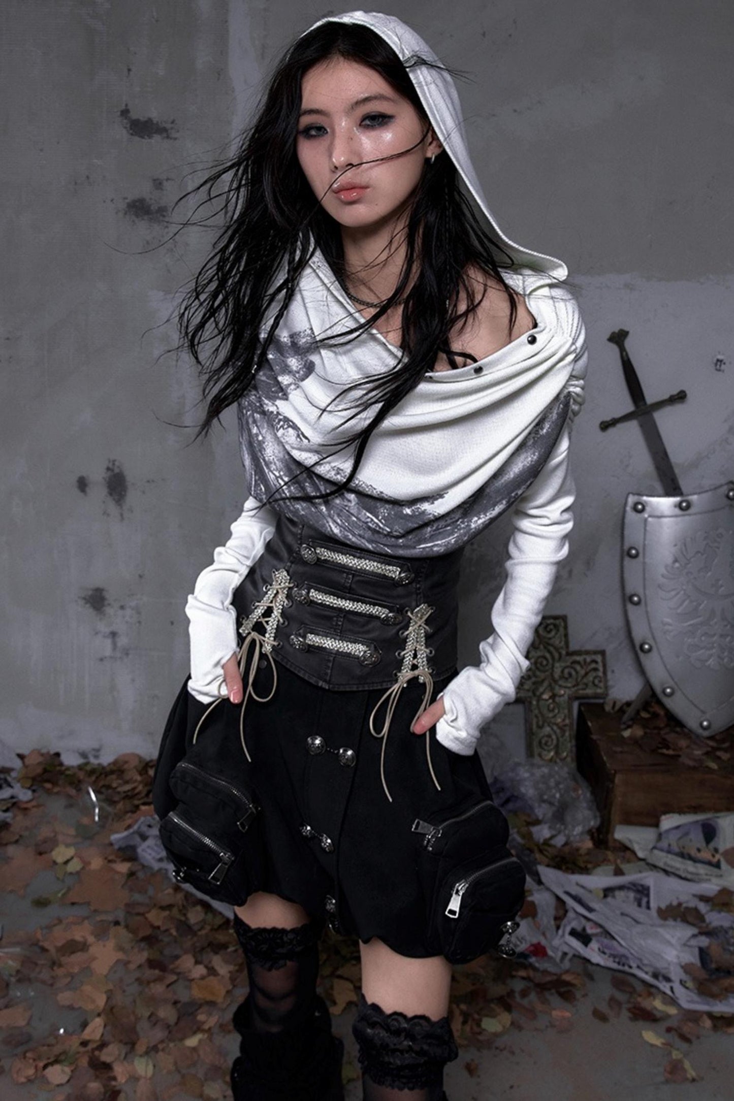 Wasteland Swing Collar Knitted Tops