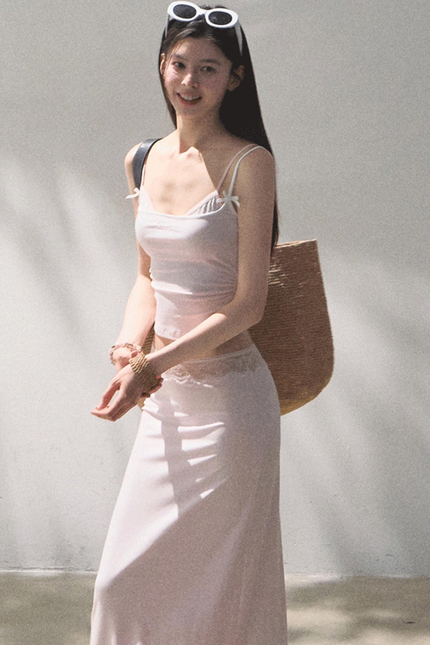 Lace-Trimmed High Waist Skirt