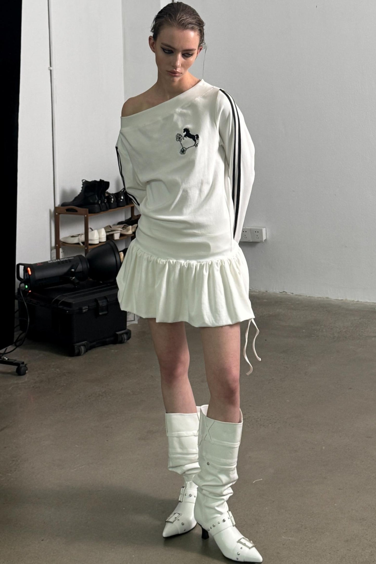 Slouchy Pleated T-Shirt Dress