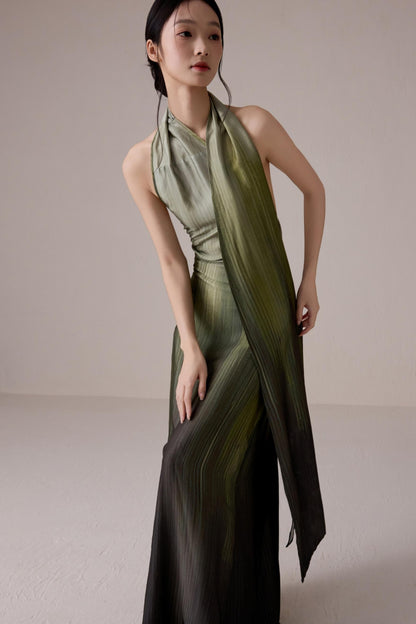 Summer Gradient Color Flutter Dress