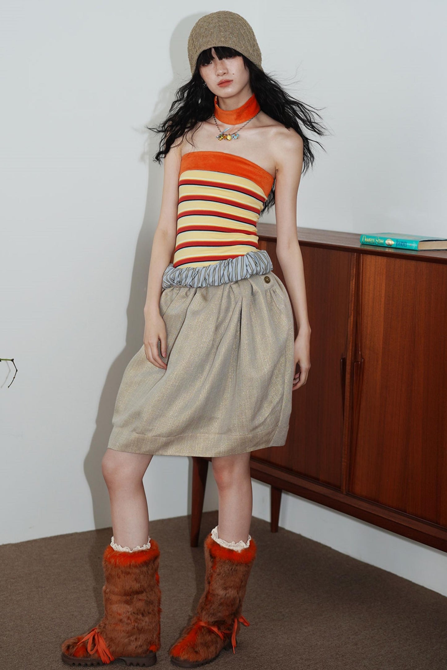 Vintage Striped Bandeau Set