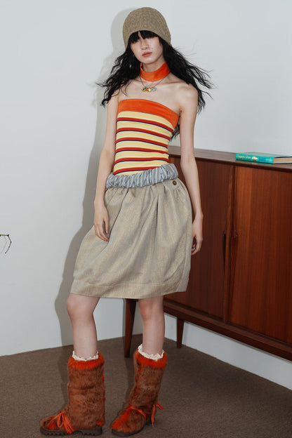 Vintage Striped Bandeau Set