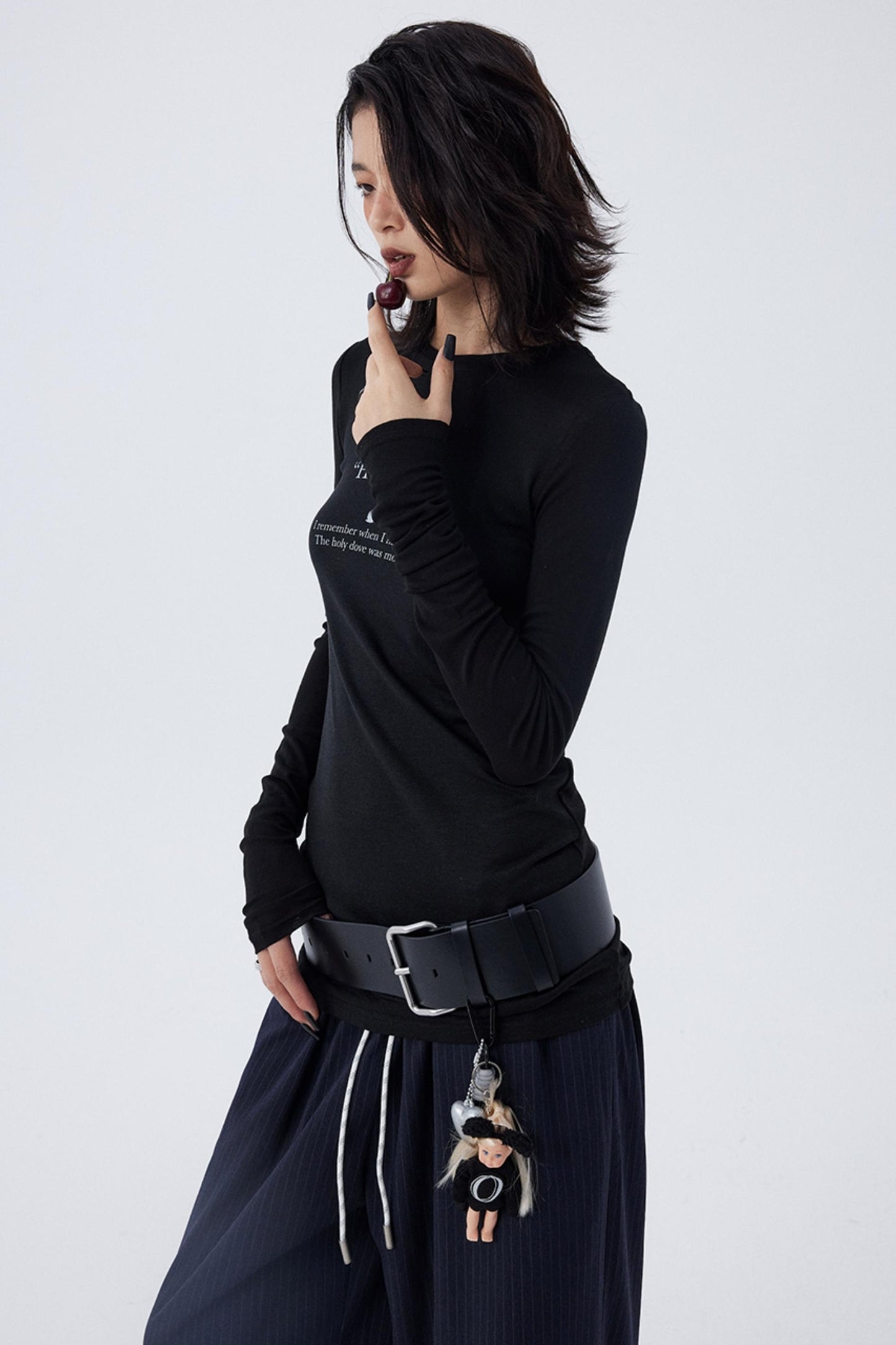 Schmales, bedrucktes Baselayer-Top mit Schleife