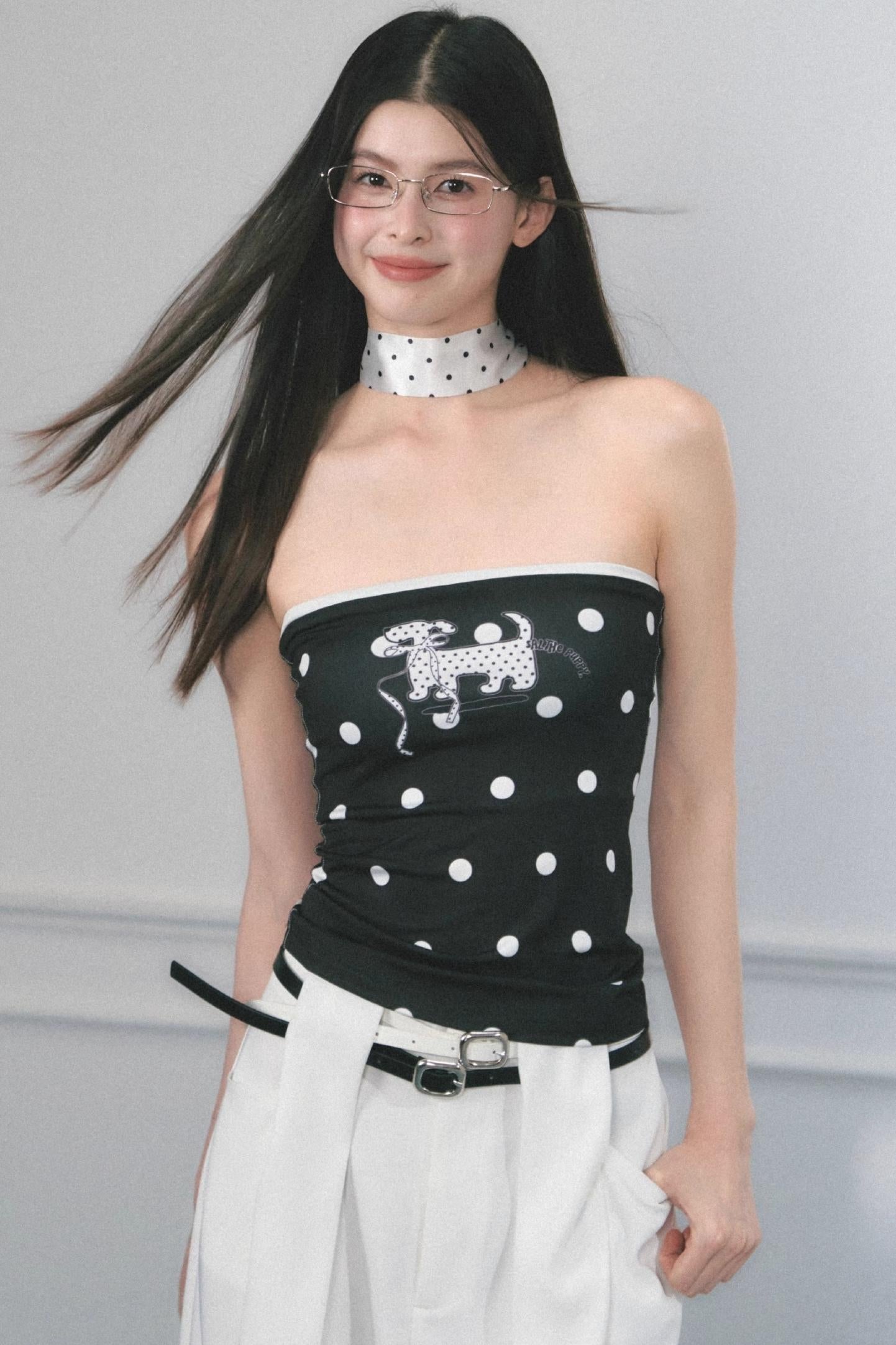 Original Puppy Print Fitted Top