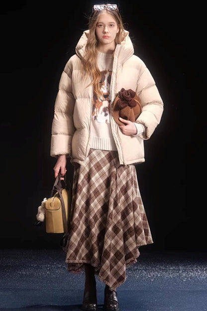 Oatmeal Mink Fur Sweater Scarf Set-Up
