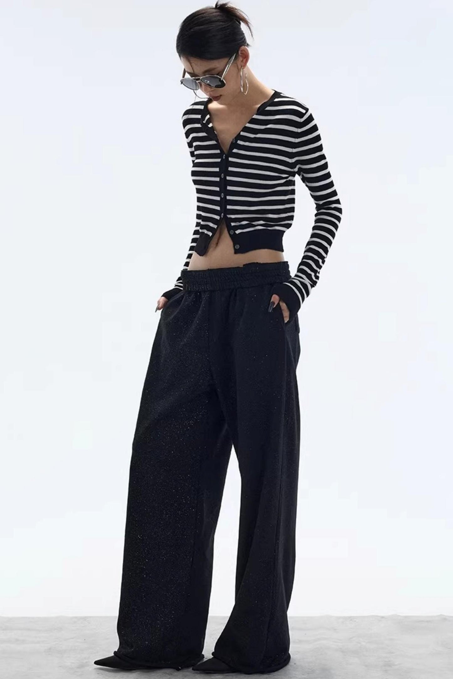 Striped Color-Block Knitted Cardigan