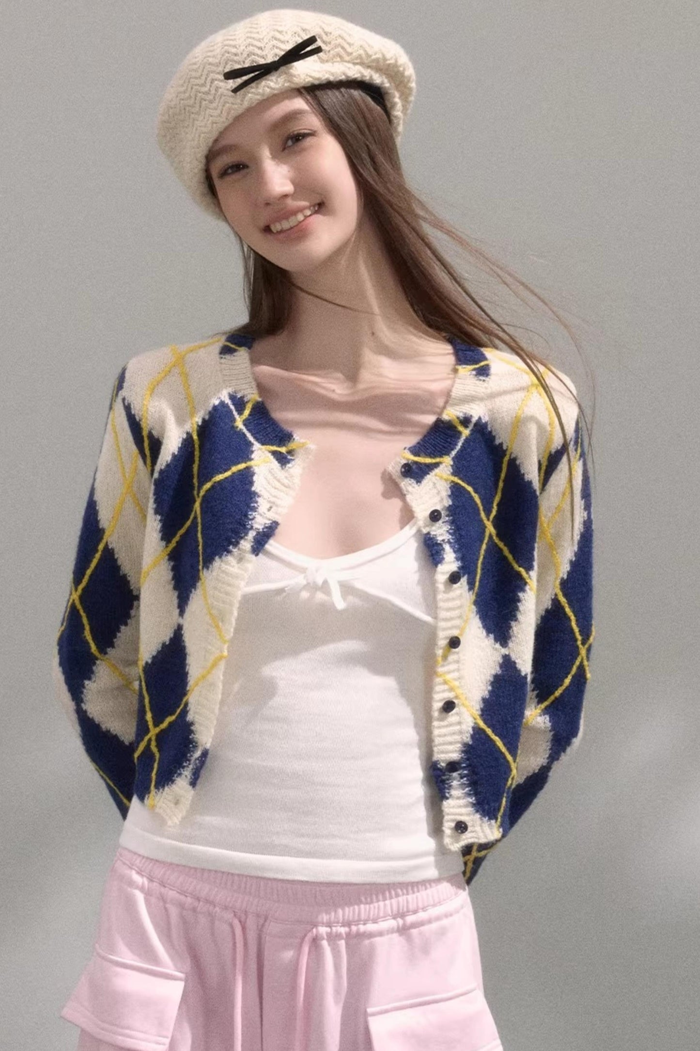 Retro Quilted Knit Sweater