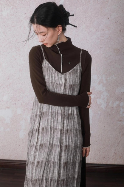 Cocoa Brown Half-Turtleneck Top