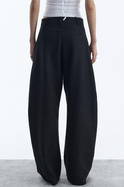 Black Wool Scimitar Trousers
