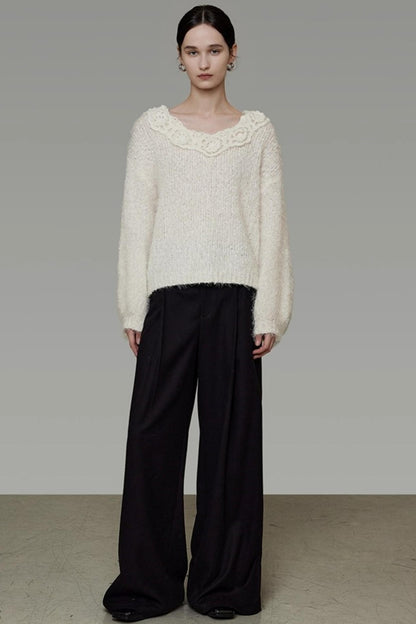 Stereo Lace Knit Lantern Top