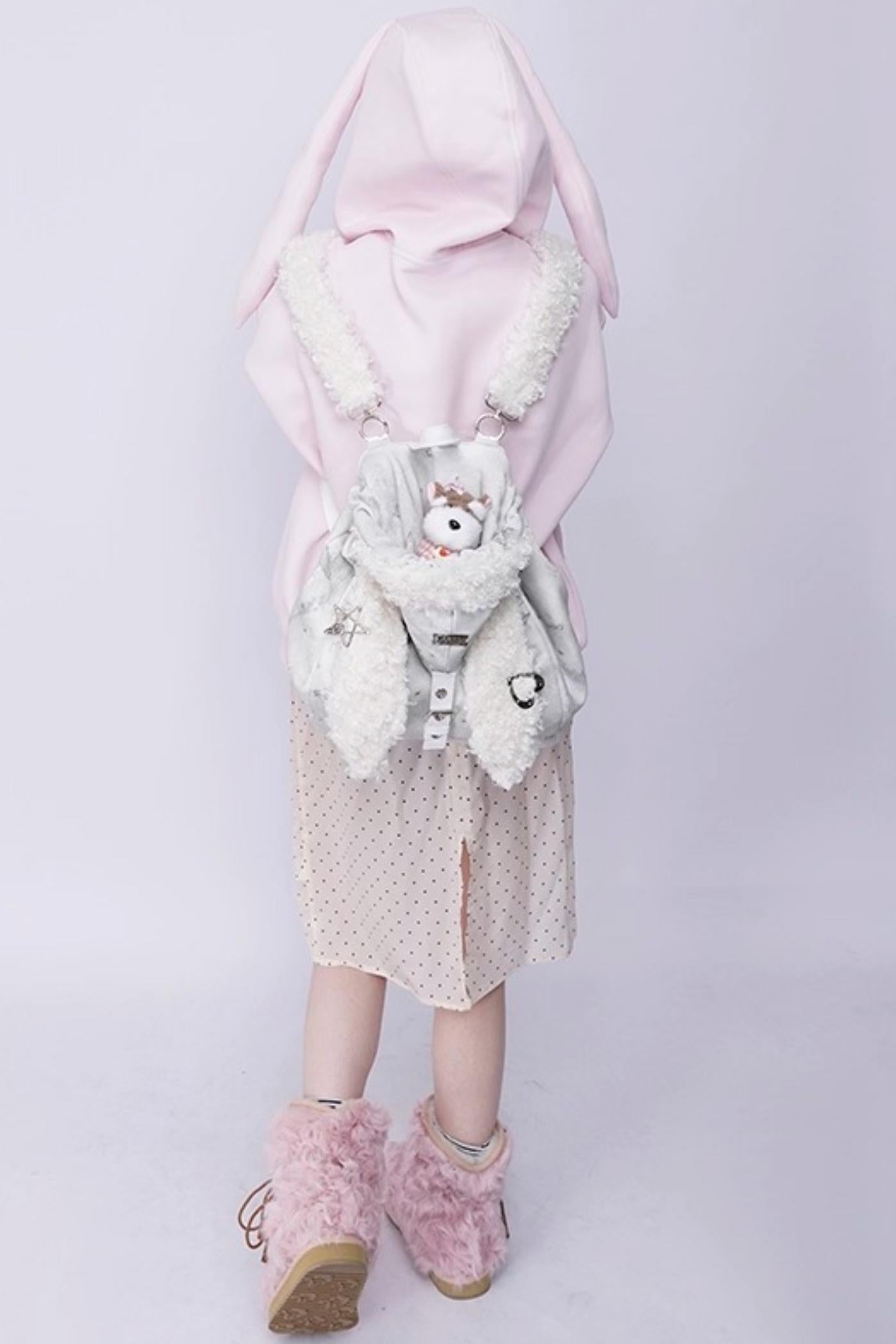 Cute Furry Rabbit Ears Backpack