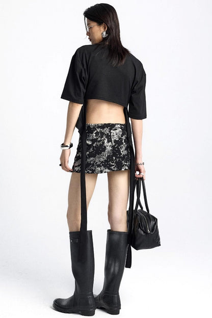 Pinch-Pleated Cut-Out Short Sleeve Summer Top