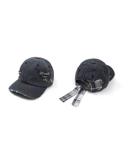 Plaid rivets strap duck tongue cap