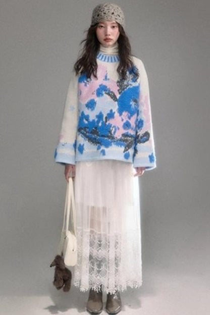 Oil Painting Jacquard Wool Sweater Set-Up