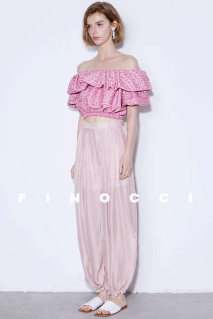 Mulberry Silk Shimmering Lantern Pants