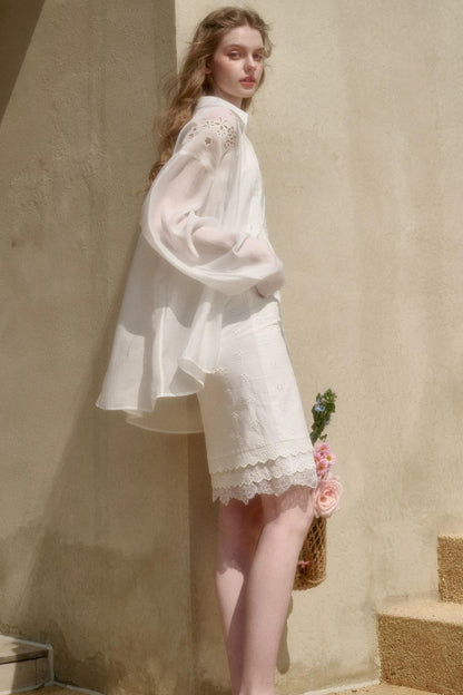 White Jasmine Cotton Embroidered Set-Up