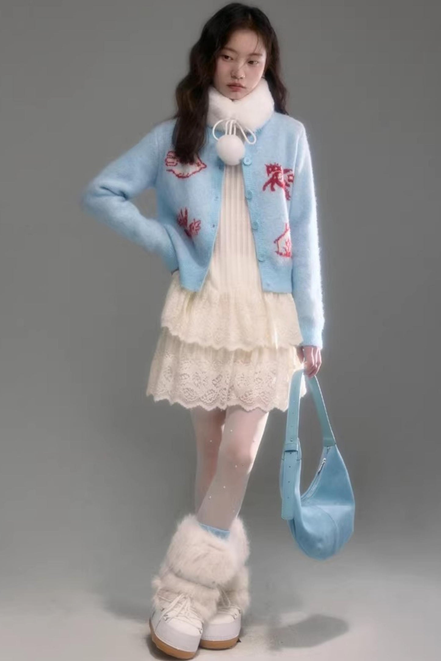 Color-Blocked Wool Blend Cardigan