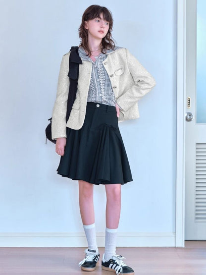 Bow tie pleated skirt