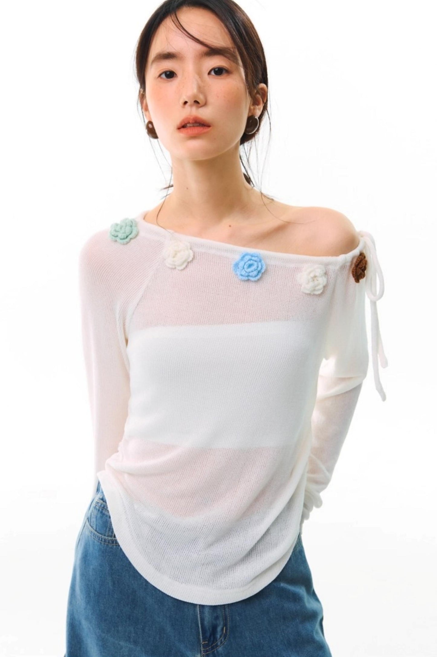 Flower Crochet Knit Top