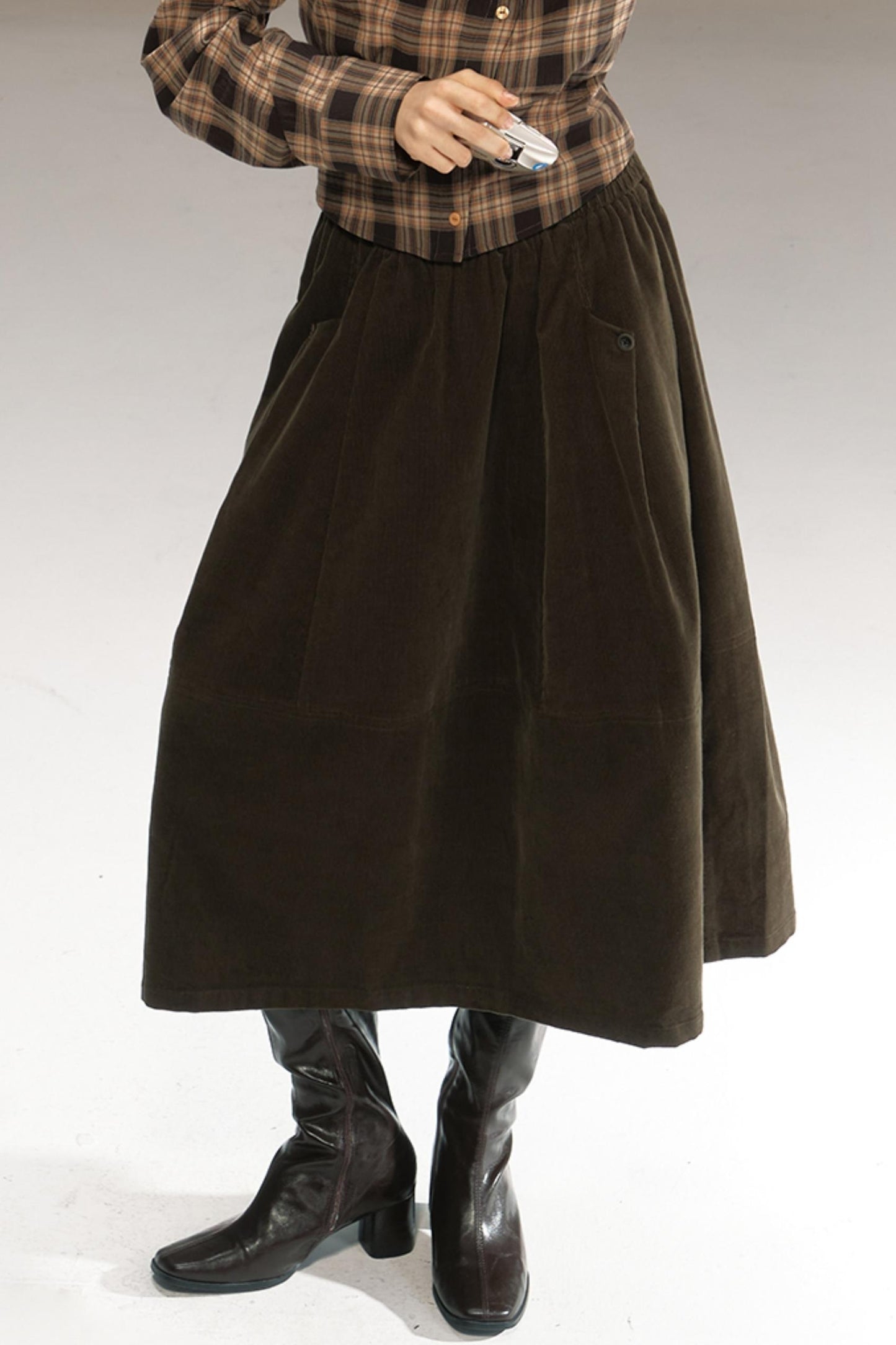 Retro Green Pleated Skirt