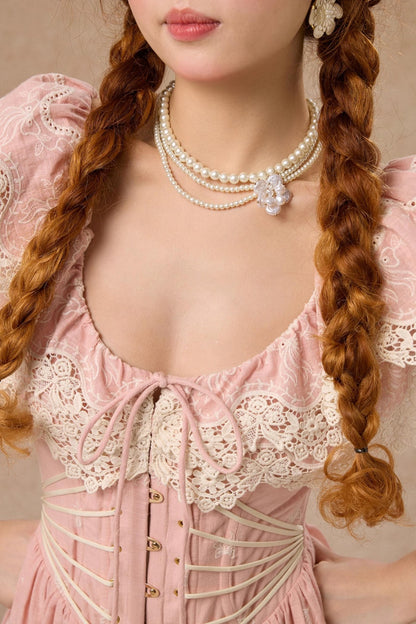 French Herringbone One-Shoulder Dress