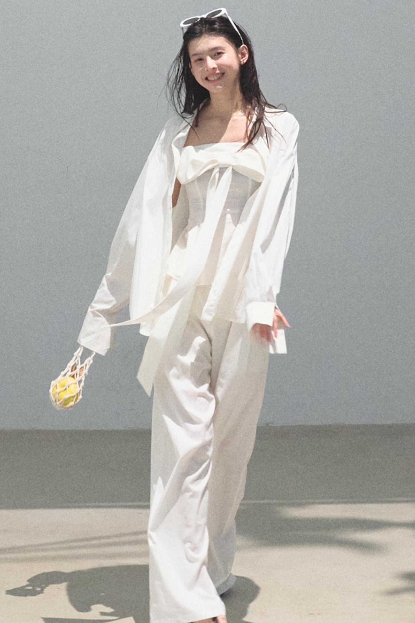 Eternal River Linen Bandeau Top & Wide-Leg Trousers Set-Up