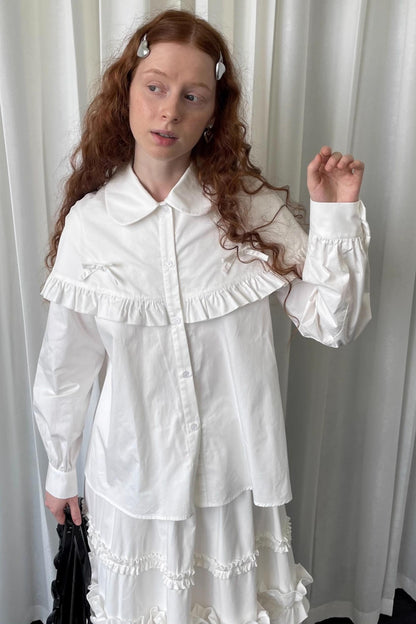 Navy Lace Doll Collar Shirt