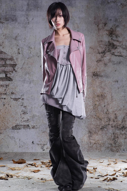 Slim Fit Leather Punk Jacket