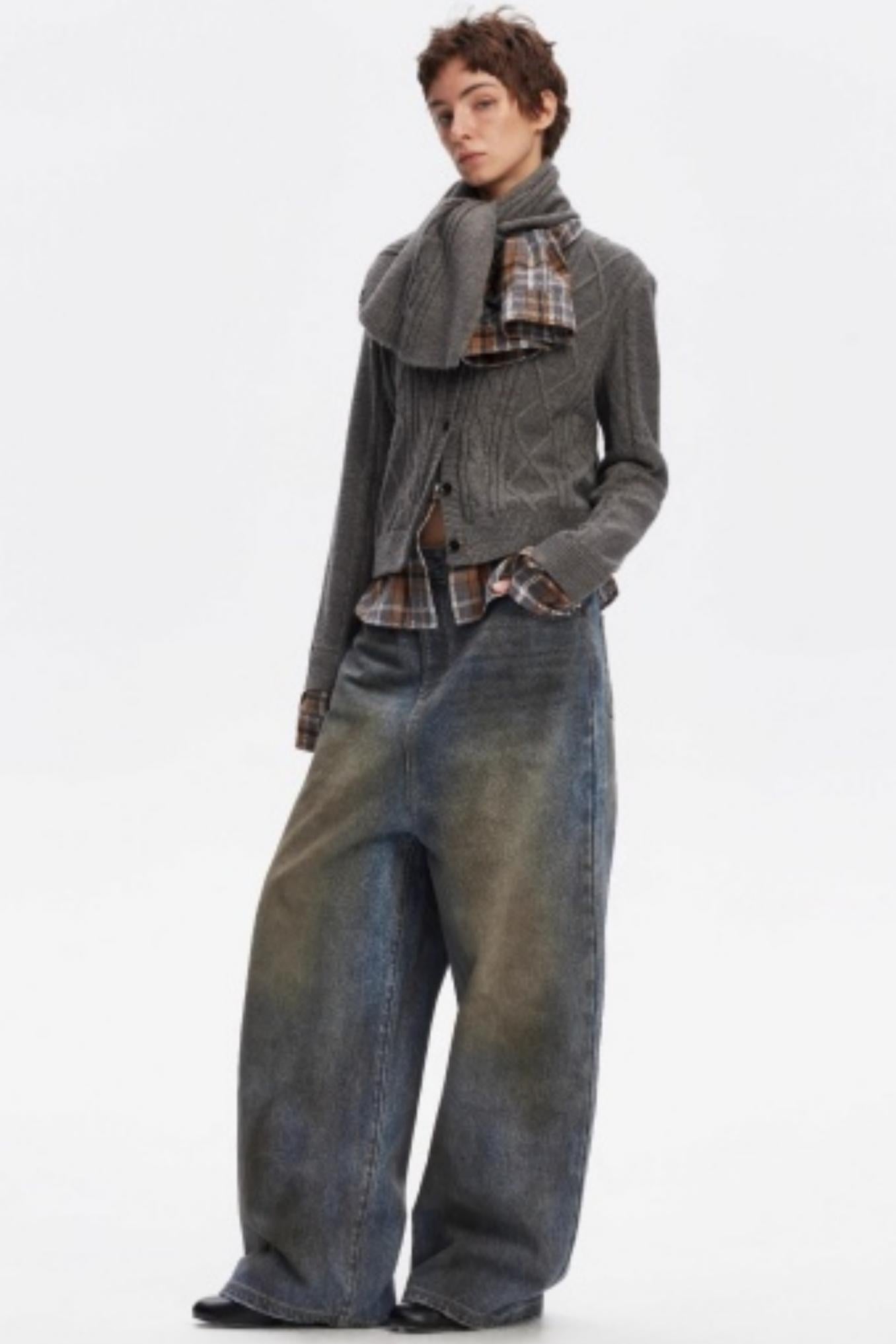 Wool Twist Pattern Cardigan Set-Up