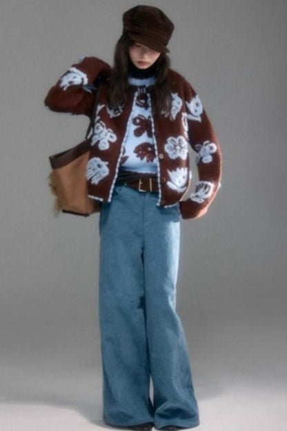 Velvet Jacquard Cardigan Set-Up