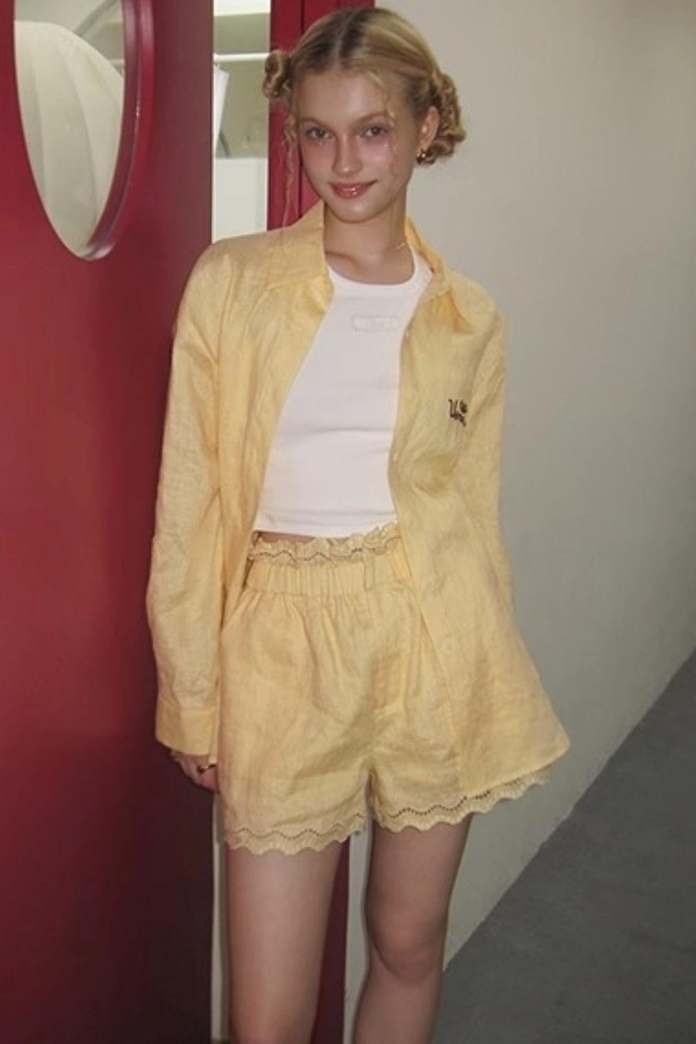 Lace Ensemble Shirt And Shorts Set-Up