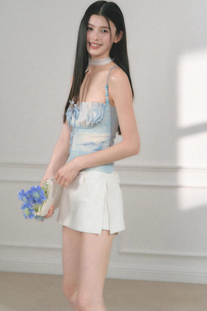 Summer Beaded Lace Waist Top