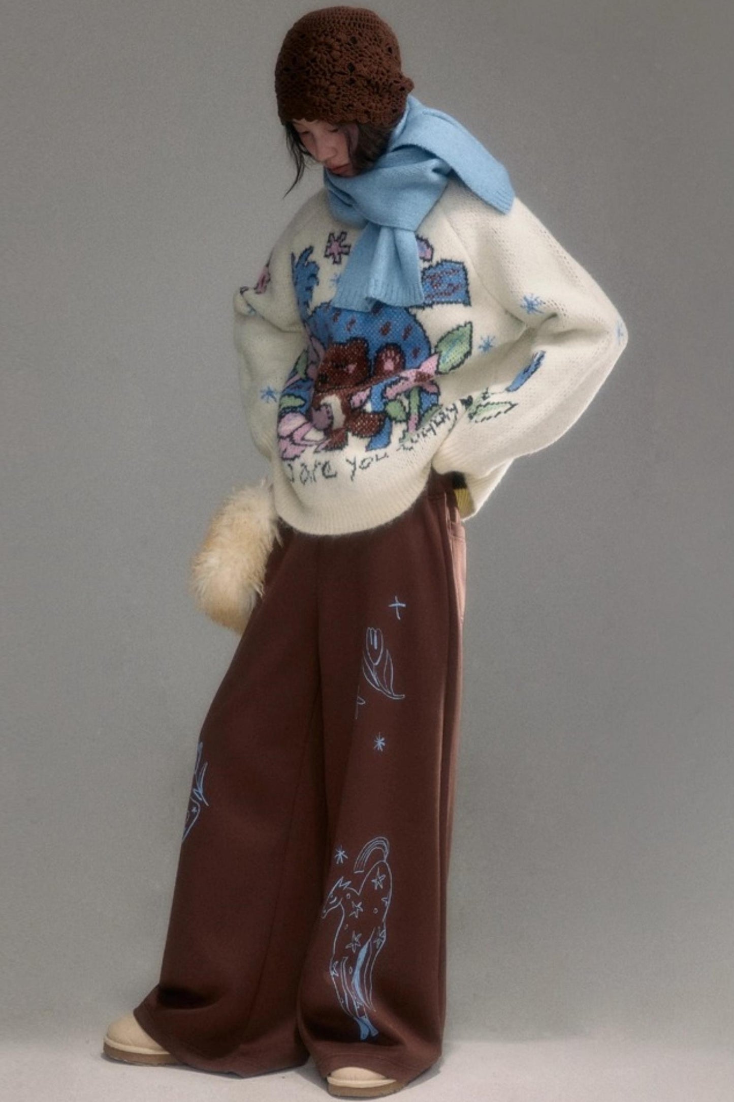 Plush Animal Jacquard Sweater