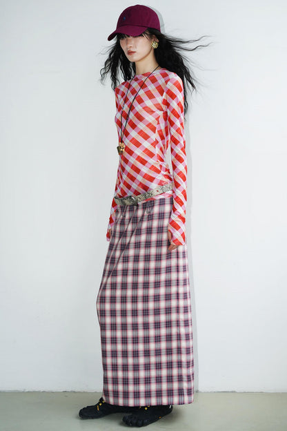 Vintage Long Straight Pleated Skirt