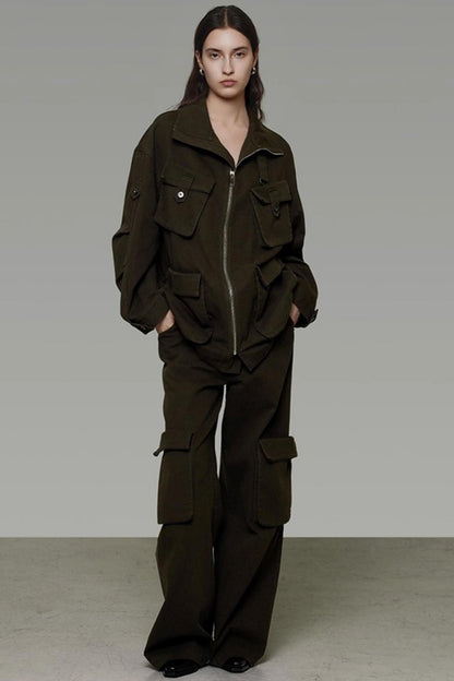 Vintage Cargo Silhouette Coat Set- Up