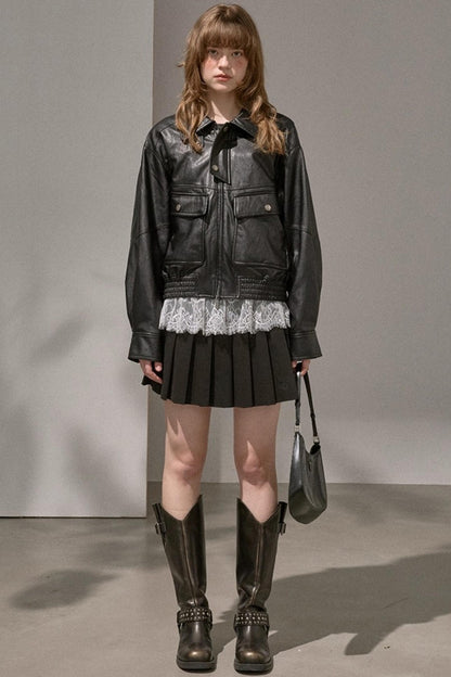 Preppy Silk Pleated Puffy Skirt