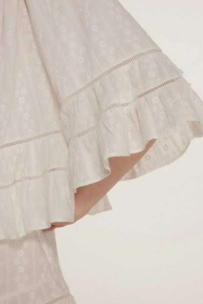 Noisy Flowers Embroidered Shirt Shorts Set-Up