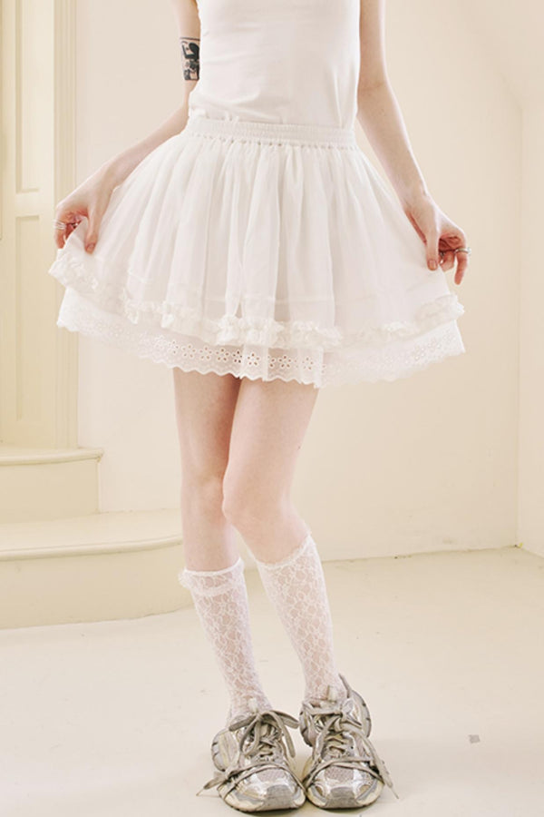 Chic Lace Layered Skirt