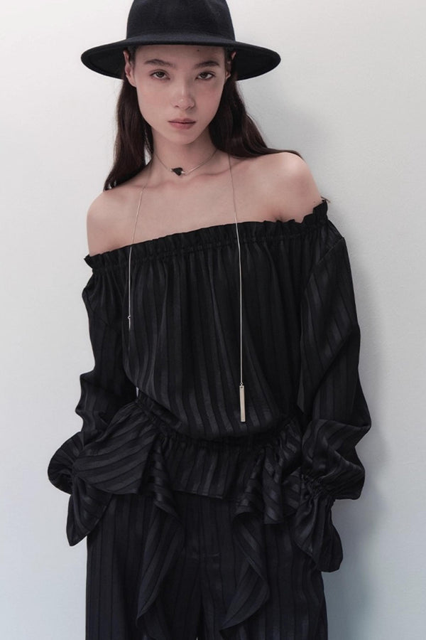 French Design One-Shoulder Ruffle Shirt