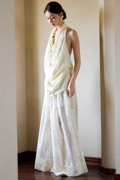Off-White Draped Halter Top