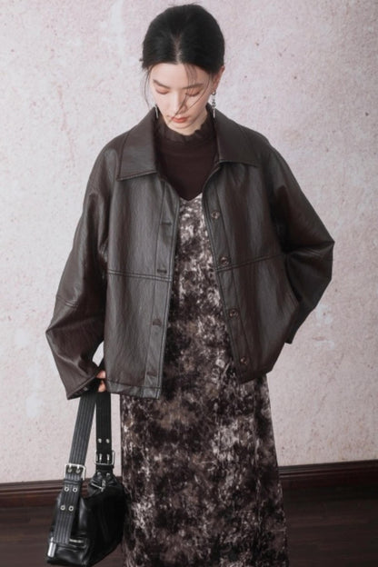 Chestnut Brown Patchwork Turtleneck Top