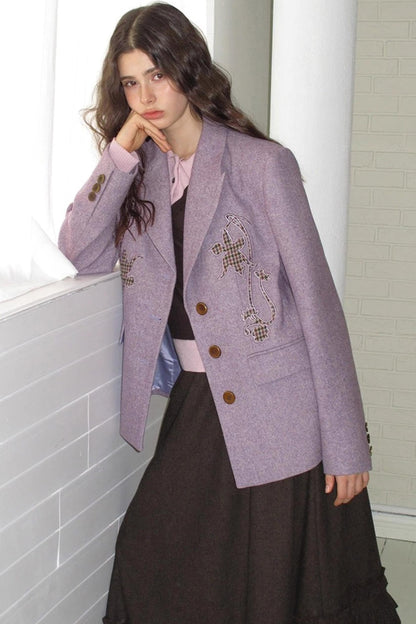 Wool Houndstooth Preppy Suit Skirt Set-Up