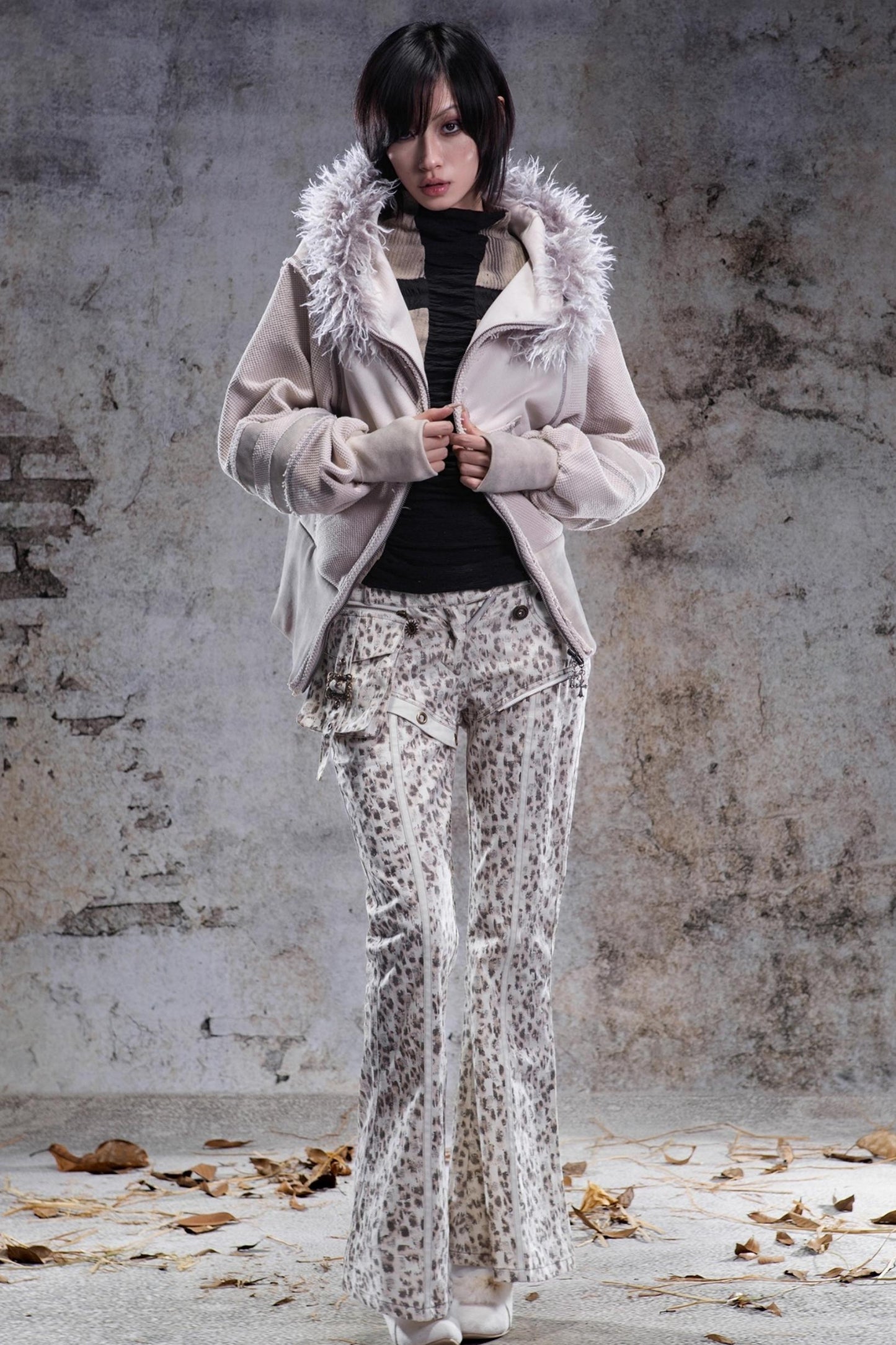 Vintage Leopard Print Flared Pants