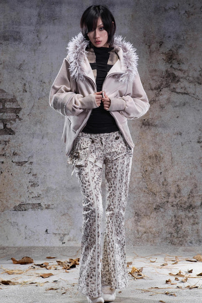 Vintage Leopard Print Flared Pants