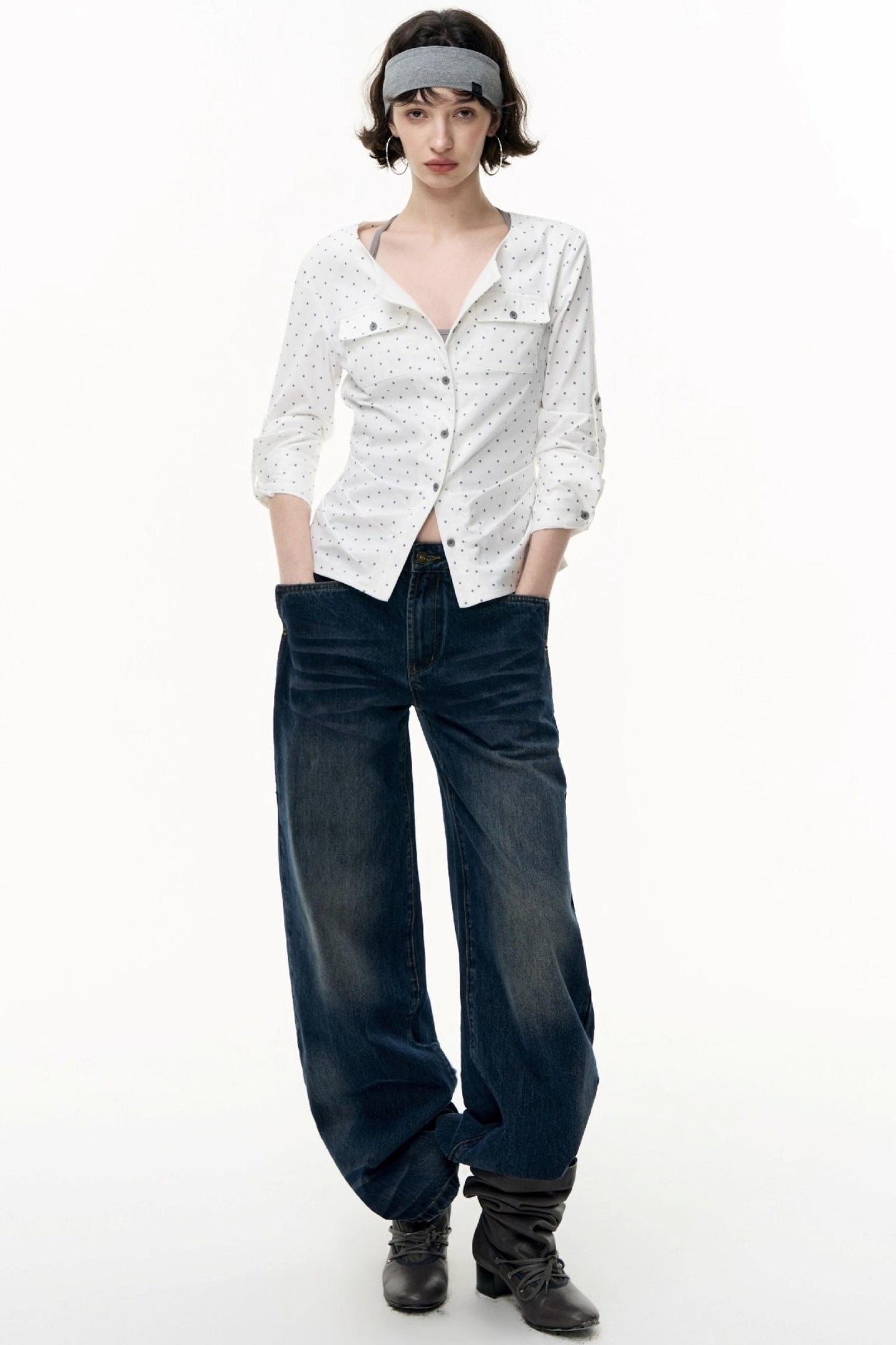 Loose Straight Wide-Leg Scimitar Jeans